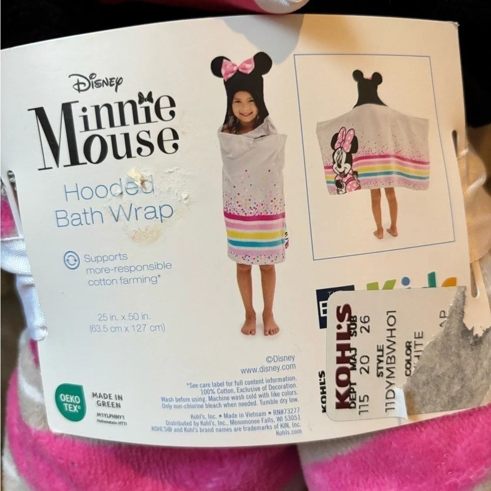 Disney Minnie Mouse Hooded Beach Swim Bath Towel 25